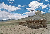 Ladakh - Chortens and mani walls with piles of graved stones are a very common sight